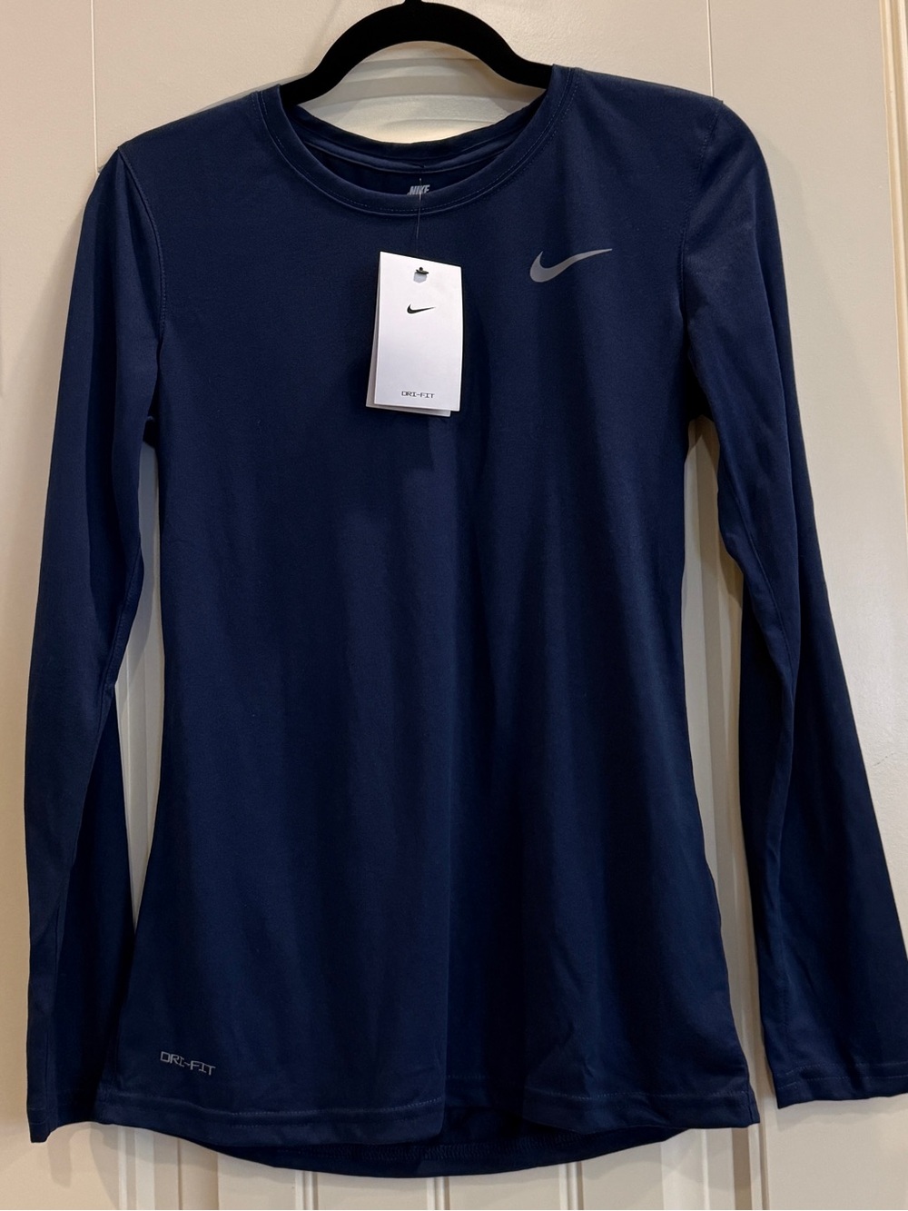 Nike Long Sleeve Dri-FIT Top Navy Blue Womens S NWT